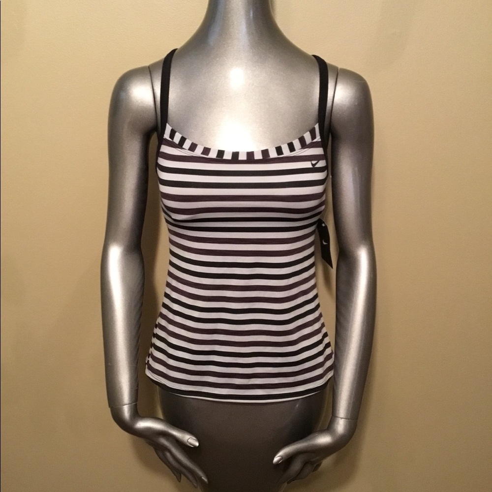 NWT Nike gray/black stripes racerback tank top